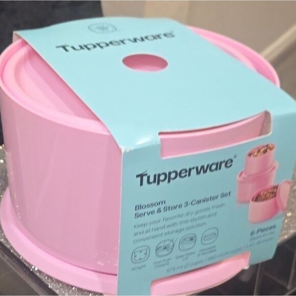 Tupperware 6-PC Serve & Store Food Storage Canister Set- Pink Punch - Picture 9 of 9